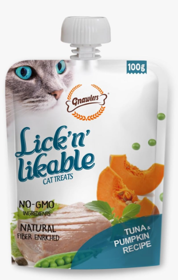 Sniff & Licks Gnawlers Lickable Tuna & Pumpkin Wet Creamy Cat Treats With Assorted Flavours For Adult & Senior Cats, Healthy Cat Treat