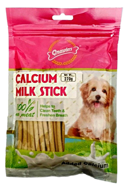 Gnawlers Calcium Milk Stick Dog Treat, 270 gm with Free Key Ring - Sold by Foodie Puppies | Suitable for All Life Stages | Clean Teeth & Freshen Breath